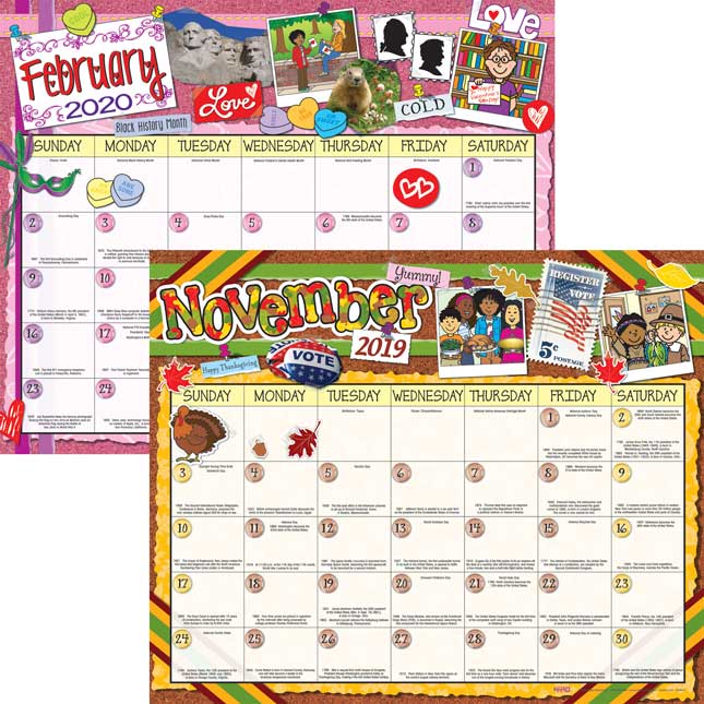 Monthly Calendar Pages And Stickers 2019-2020 - Intermediate