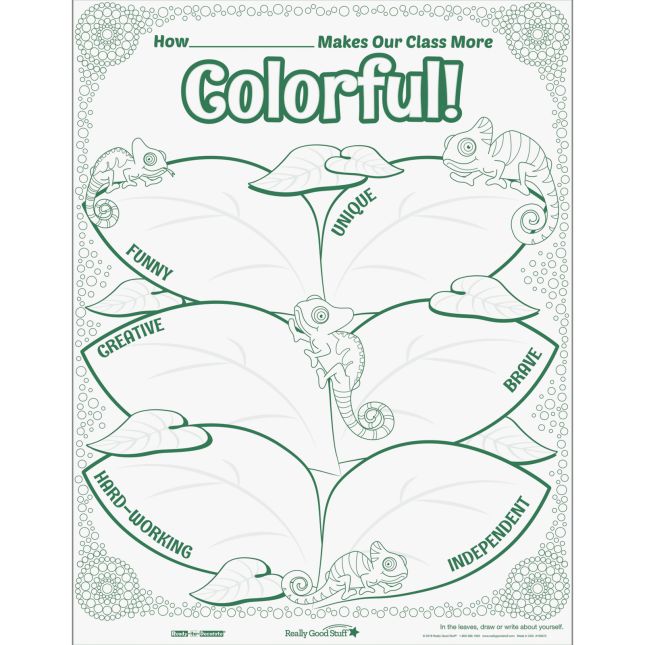 Ready-To-Decorate® Chameleon Bulletin Board Kit - 1 banner, 24 posters