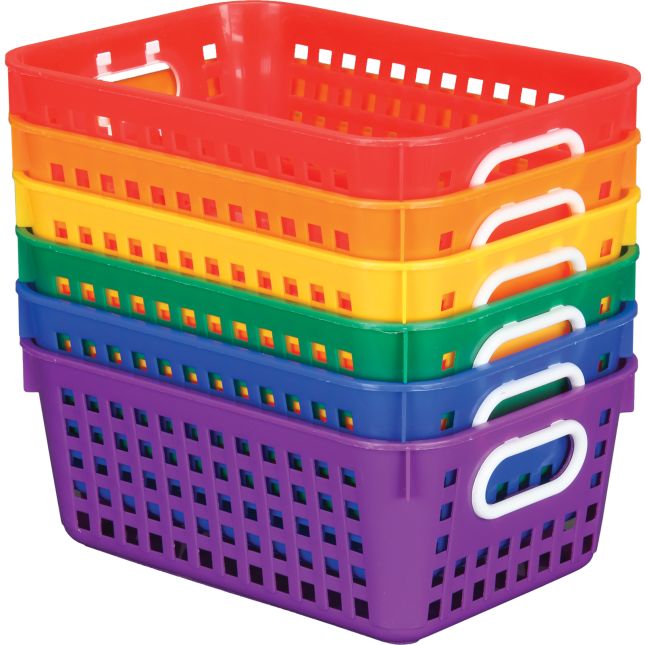 27-Slot Mail And Supplies Center With 6 Cubbies And Baskets - 6 Colors