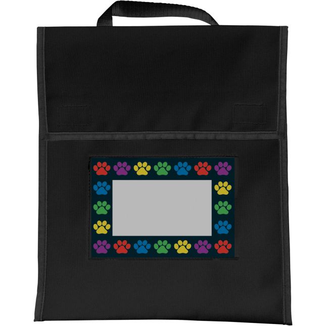 Paw Prints Book Pouches And Labels - Black - Set Of 12