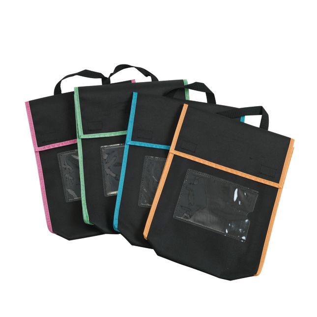 Store More® Medium Book Pouches And Labels - Black With Neon Trim - Set Of 12