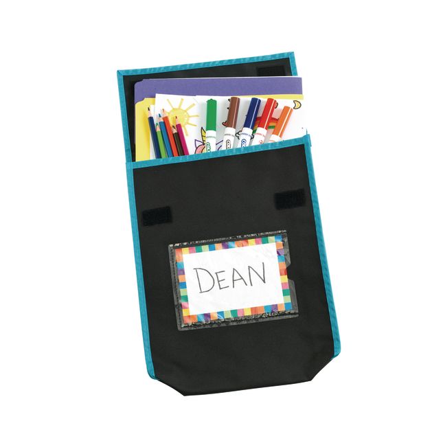 Store More® Medium Book Pouches And Labels - Black With Neon Trim - Set Of 12