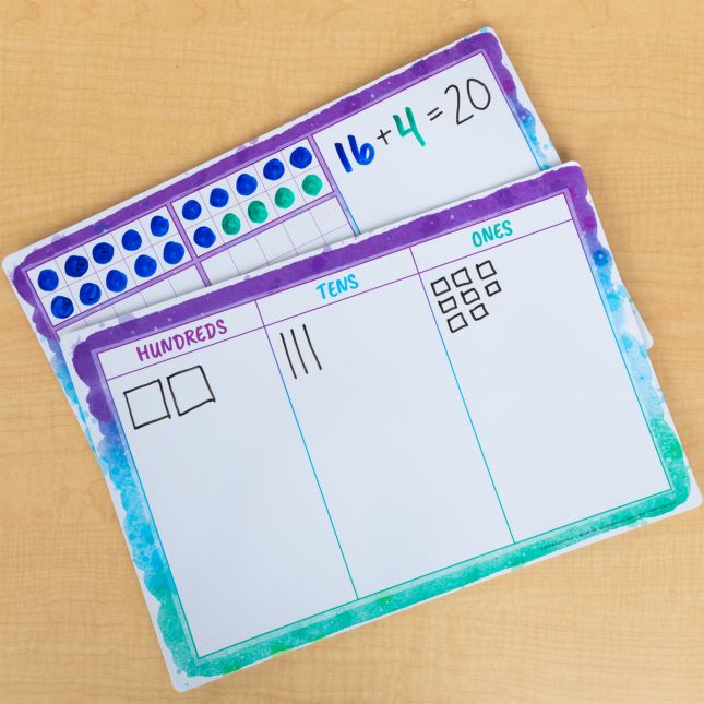 Really Good Stuff® Ten-Frames And Place Value Dry-Erase Practice Mats - Set of 6