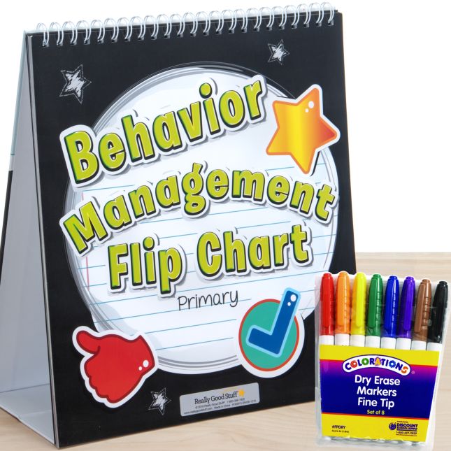 Behavior Management Flip Chart With Rainbow Markers - Primary