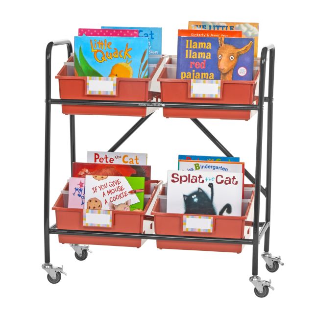 Really Good Stuff® Mid-Size Mobile Storage Rack With Picture Book Bins™ - 1 rack, 4 bins