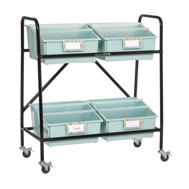 Really Good Stuff® Mid-Size Mobile Storage Rack With Picture Book Bins™ - 1 rack, 4 bins