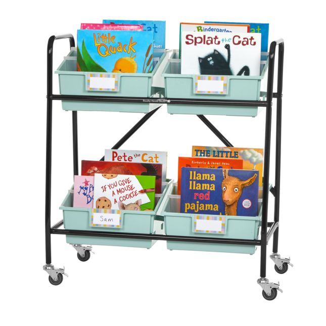 Really Good Stuff® Mid-Size Mobile Storage Rack With Picture Book Bins™ - 1 rack, 4 bins