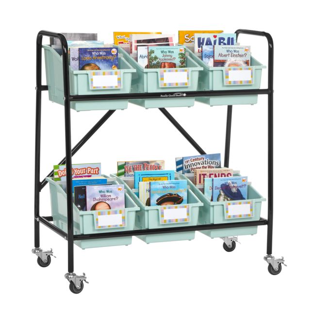 Mid-Size Mobile Storage Rack With Chapter Book Bins™ - 1 rack, 6 bins