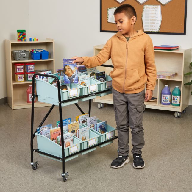 Mid-Size Mobile Storage Rack With Chapter Book Bins™ - 1 rack, 6 bins