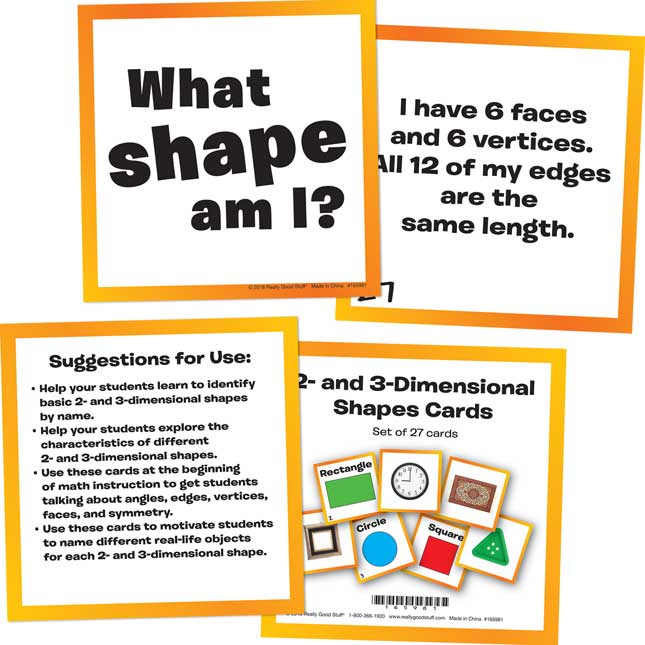 2- And 3-Dimensional Shapes Cards - 27 cards