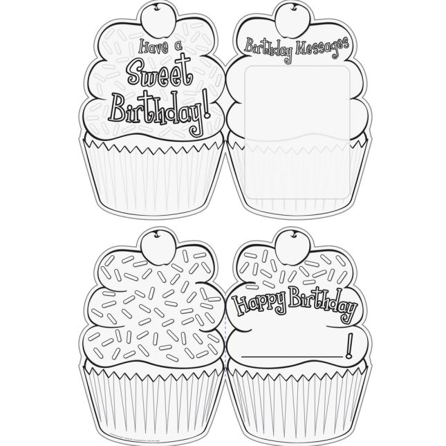 Ready-To-Decorate® Cupcake Birthday Cards - 24 cards