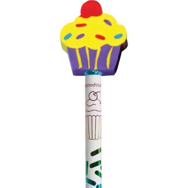 Cupcake Birthday Pencils And Erasers Kit - 12 pencils