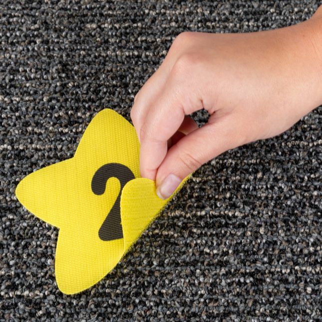 Carpet Mark-Its  Move And Groove! Numbers Through 25 Task Cards Kit - 26 carpet spots, 20 task cards