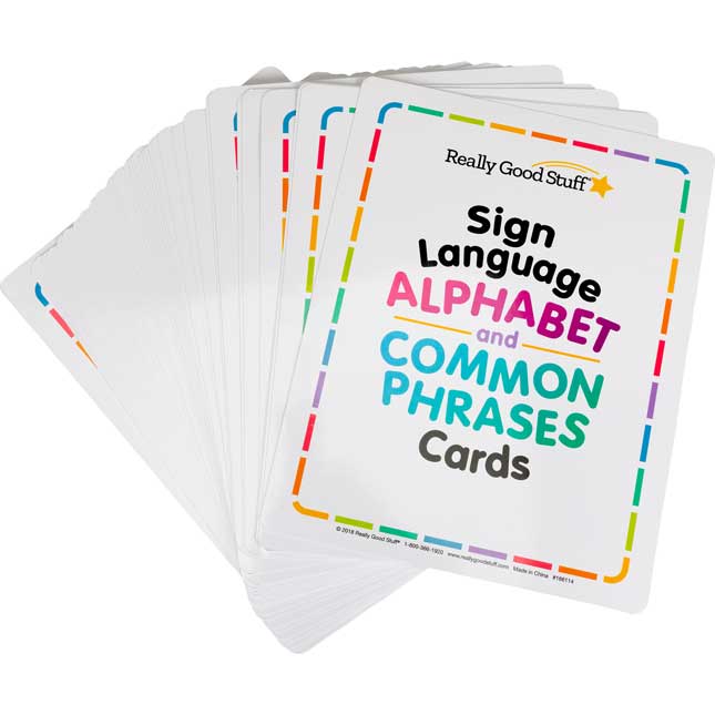 Sign Language Alphabet And Common Phrases Cards - 33 cards