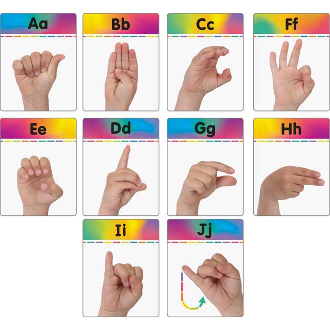 Sign Language Alphabet And Common Phrases Cards - 33 cards