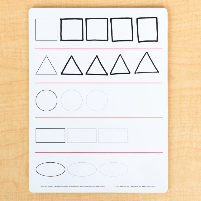 Numbers And Shapes, Non-Magnetic, 2-Sided Dry Erase Boards  Set Of 6