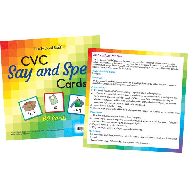 CVC Say And Spell Cards - 60 cards