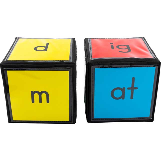 CVC and CVCC Word Building Cards And 6" Cubes - 2 cubes, 52 cards