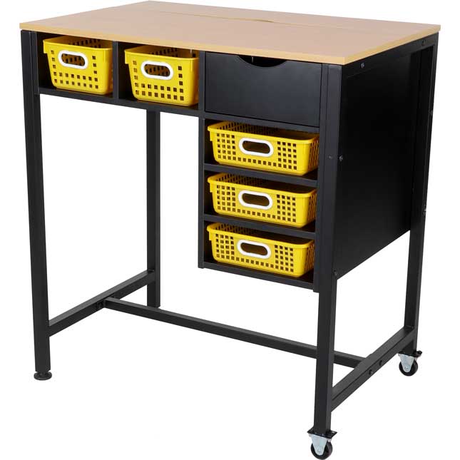 Standing Workstation With Teacher Kore Chair And Single-Color Baskets - 1 station, 1 chair, 5 baskets_1