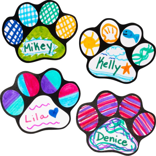 Ready-To-Decorate® Student Name Paw-Print Magnets - 32 magnets