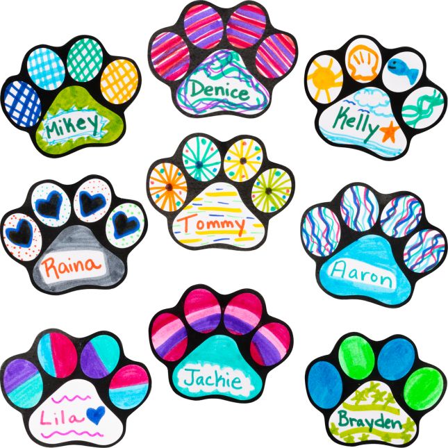 Ready-To-Decorate® Student Name Paw-Print Magnets - 32 magnets