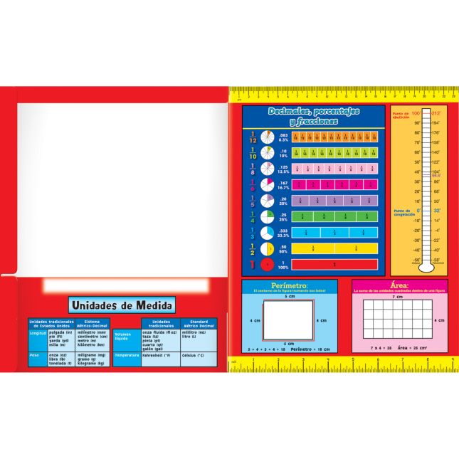 Spanish Math 4-Pocket Folders – Intermediate (Carpeta de Herramientas Matemáticas) - 12 folders