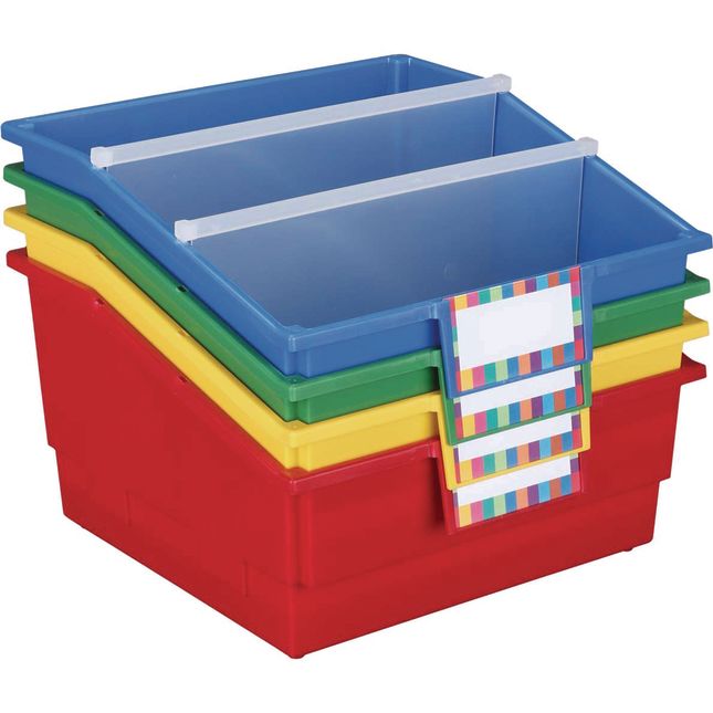 Really Good Stuff® Mid-Size Mobile Storage Rack With 4 Picture Book Bins™ - Grouping - 1 rack, 4 bins