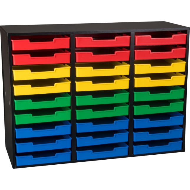 Really Good Stuff® Black 27-Slot Mail Center With Trays - 4-Color Grouping