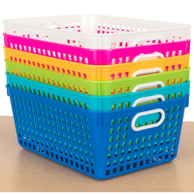 Plastic Neon Tall Storage Baskets with Handles