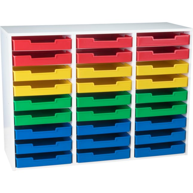 Really Good Stuff® White 27-Slot Mail Center With Trays - 4-Color Grouping