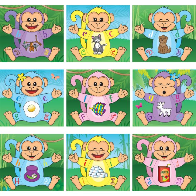 Monkey Matching Letter Puzzles - 26 puzzles