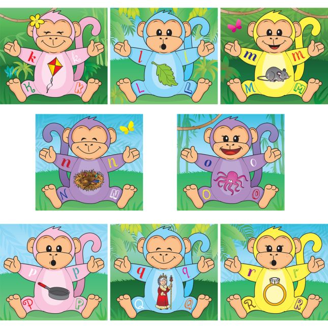 Monkey Matching Letter Puzzles - 26 puzzles