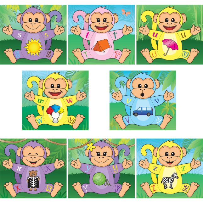 Monkey Matching Letter Puzzles - 26 puzzles