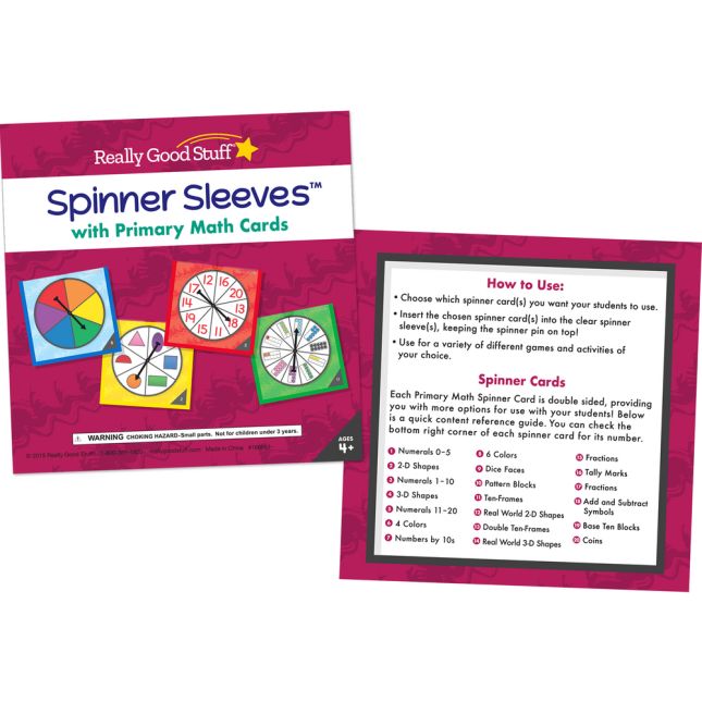 Spinner Sleeves With Primary Math Cards - 4 sleeves, 40 cards