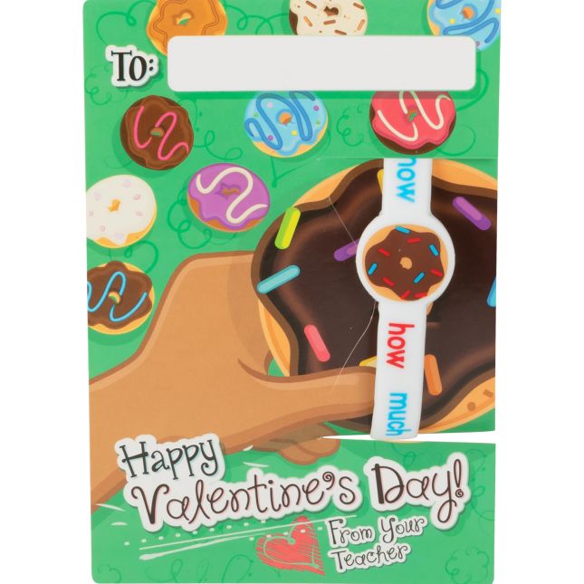 Donuts Valentine’s Day Cards And Bracelets - 24 cards, 24 bracelets