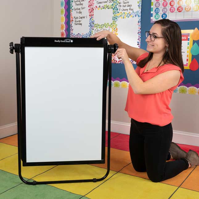 Really Good Stuff® Portable Magnetic Double-Sided Dry Erase Easel 35" By 23" - 1 easel