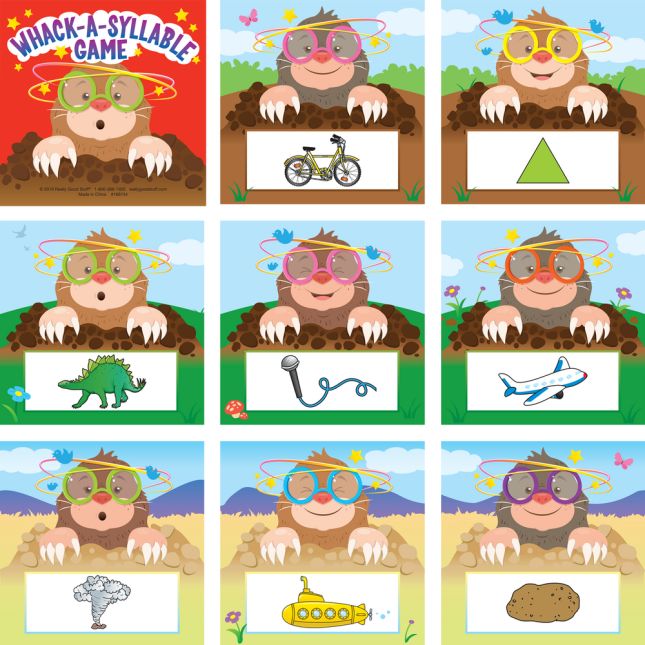 Whack-A-Syllable Game - Visual, Tactile and Auditory Learning for Fluency in Syllable Recognition - Pre-K, Kindergarten, 1st Grade - 1 game