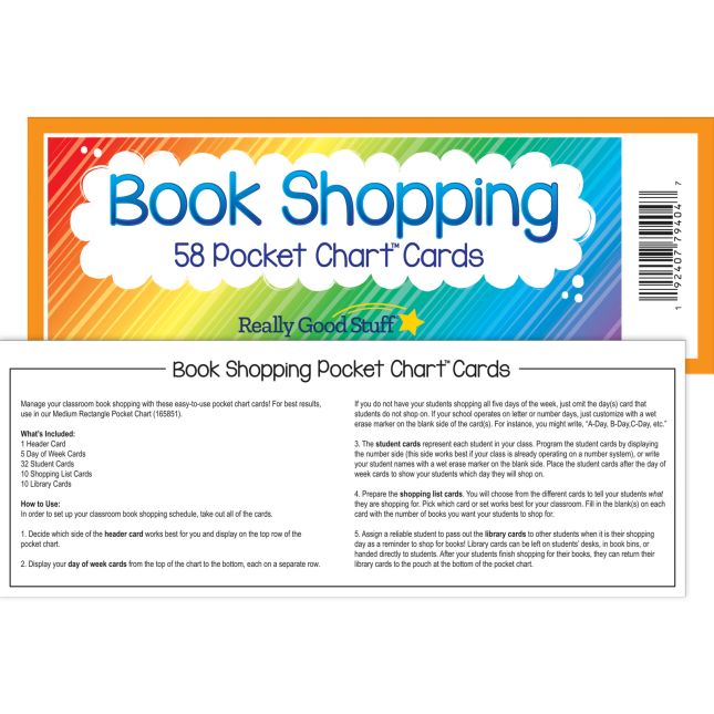 Book Shopping Pocket Chart Cards - 58 cards