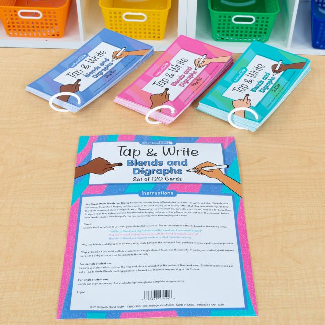 Really Good Stuff® Tap and Write Blends And Digraphs - 124 cards