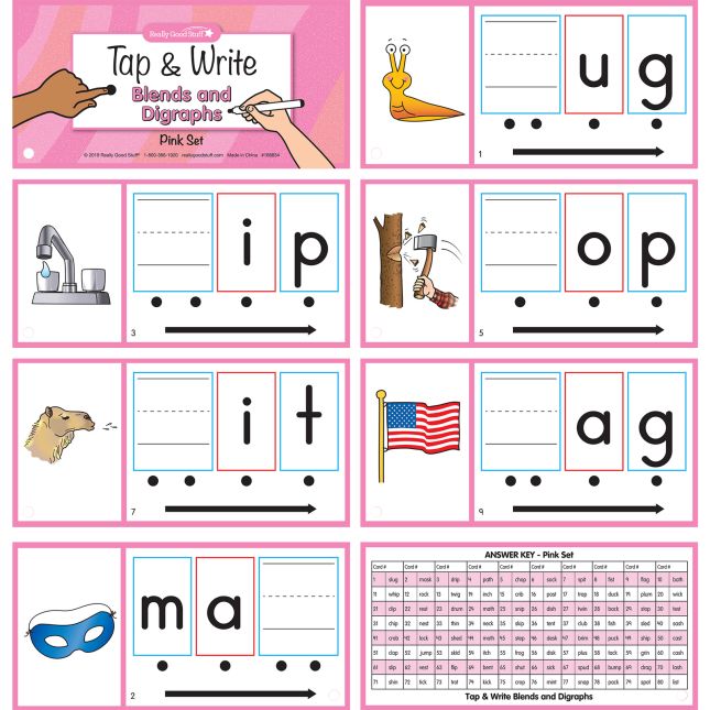 Really Good Stuff® Tap and Write Blends And Digraphs - 124 cards