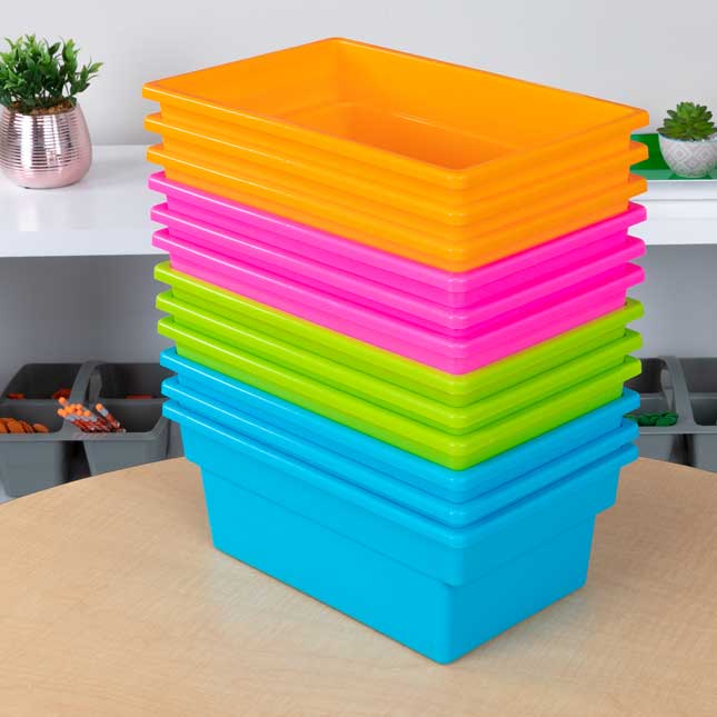 Classroom Stacking Bins, Set of 12 - Neon Green by Really Good Stuff