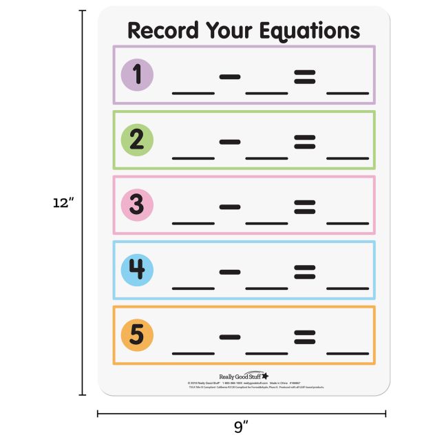 Math Facts Dry Erase Boards  Addition And Subtraction  Set Of 6