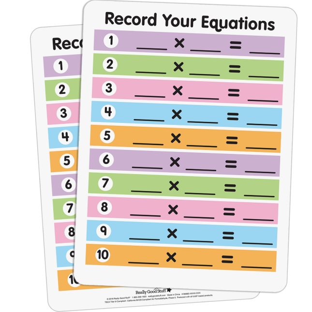 Math Facts Dry Erase Boards  Multiplication And Division  Set Of 6