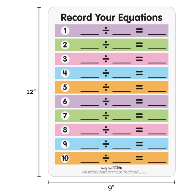 Math Facts Dry Erase Boards  Multiplication And Division  Set Of 6