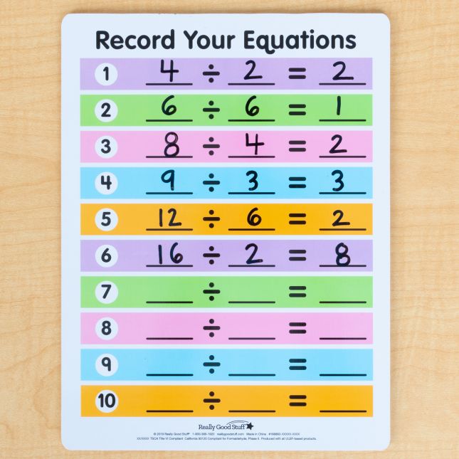 Math Facts Dry Erase Boards  Multiplication And Division  Set Of 6