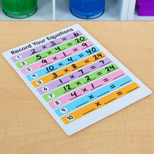 Math Facts Dry Erase Boards  Multiplication And Division  Set Of 6