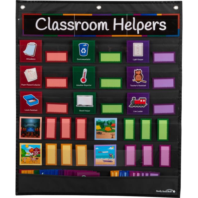 Classroom Helpers Pocket Chart and Cards - 1 pocket chart, 69 cards