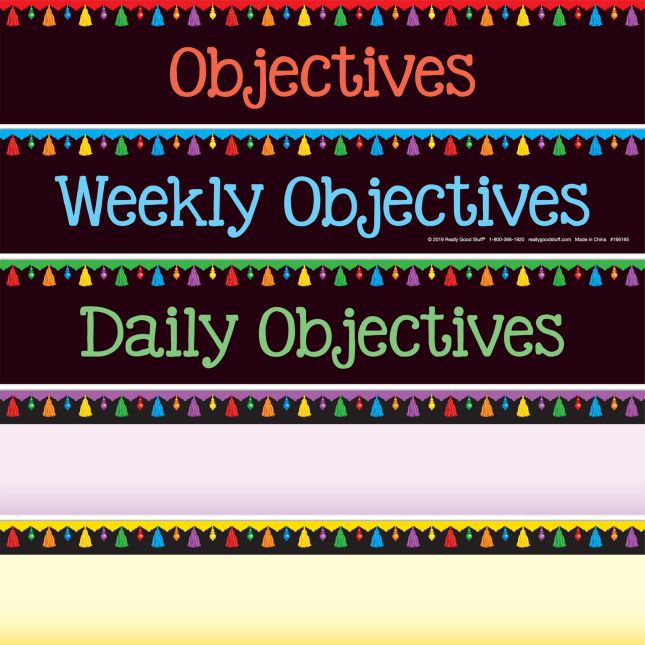 Daily Objectives Pocket Chart and Cards - 1 pocket chart, 38 cards