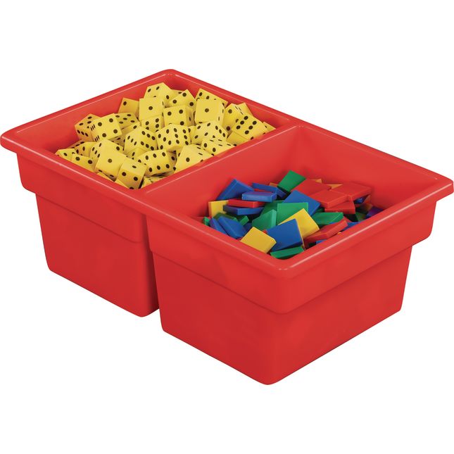 Two-Compartment All-Purpose Bins – 4 Colors – Set Of 12