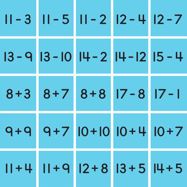 Addition And Subtraction Basic Facts Stacking Tiles - 100 tiles